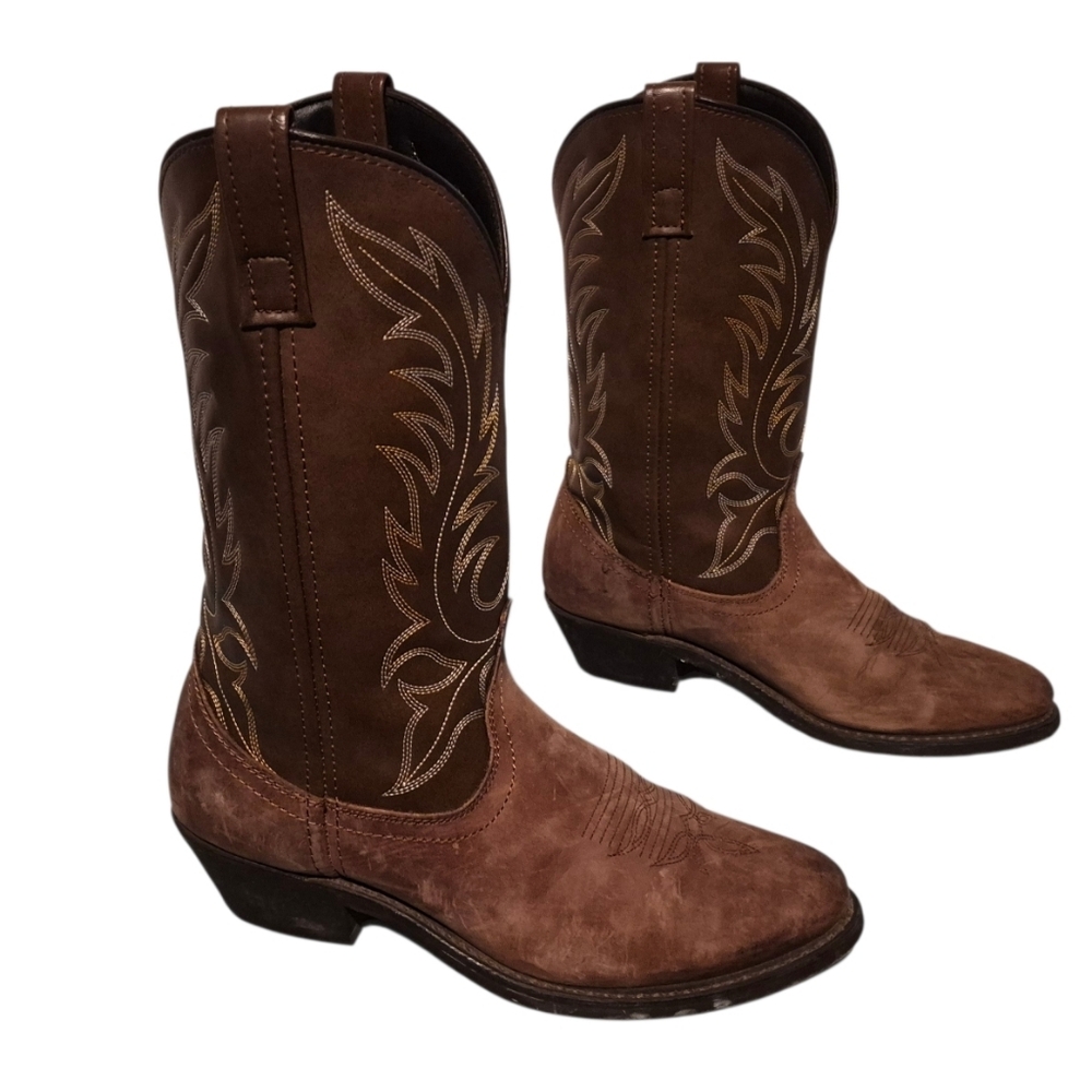 Laredo Brown Round-Toe Cowboy Western Cowgirl Boots Women's 8M - Picture 2 of 8